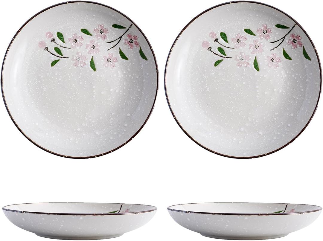 3.75 Inch Porcelain Dipping Dish, Ceramic Soy Sauce Wasabi Plates, Side Dish Bowls, Small Bowl/Dish for BBQ, Condiments, Appetizer, Dessert, Sushi, Party (4Pack, Pink Sakura)