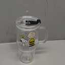 Peanuts Snoopy Glass Cups with Lids and Straws - 40 Oz Tumbler with Handle and Straw Glass Water Bottles Drinking Glasses with Straws Iced Coffee Cups Travel Coffee Mug Smoothie Tumbler