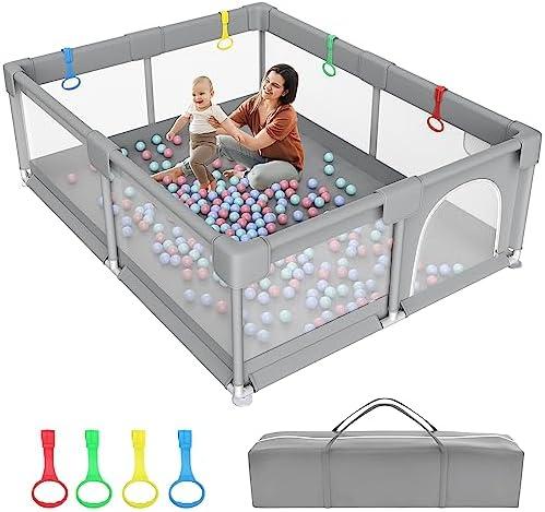79"×71" Extra Large Baby Playpen, Big Playpen for Babies and Toddlers, Gap-Free, Climb-Proof Play Yard, Spacious Baby Play Pen with Zippered Door and Storage Bag