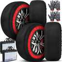 4 Pack Automotive Snow Socks for Tires Snow Socks Fabric Car Chains Easy to Install with 2 Pairs of Gloves Winter Car Accessories for Passenger Cars SUV Trucks Pickup Winter Emergency(M)
