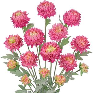 Briful 5PCS Artificial Chrysanthemum Flowers - 27.5'' Tall Faux Mums Floral Stems Pink Silk Chrysanthemums for Home Wedding Party Bouquet Arrangement Vase Centerpiece Dcor