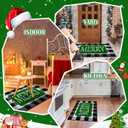 Geelin 2 Pcs Christmas Door Mat Outdoor Merry Christmas Front Door Mats Buffalo Checkered Rug (30'' x 18'' and 43'' x 27.5'') for Home Entrance Indoor Outdoor Decorative Coir Rugs (Green)