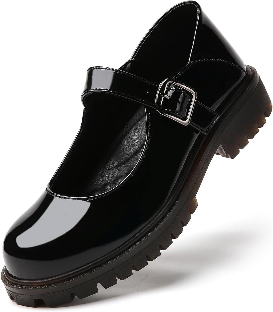 Mary Jane Shoes Women Flats Black Non Slip Platform Mary Janes for Womens Cute Ladies School Work Casual Maryjane Shoes Womens (9.5)