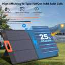 100W Solar Panel,N-Type 16BB Portable Solar Panels for Power Station,Foladable Solar Panel,QC3.0 USB-A &Type-C,25% High Efficiency,IP68,ETFE Integrated Design for Outdoor Camping,Off Grid