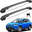 KINGGERI Lockable 220LBS Roof Rack Cross Bars Compatible with Toyota RAV4 2013-2018, Lockable Aluminum Heavy Duty Crossbar Anti-Theft Metal Lock Key Black Matte Powder Coated Non-Corrosion