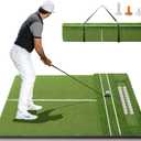 RELILAC 5x4ft Golf Mat with Ball Tray, 26/31mm Thickened Golf Hitting Mats for Backyard, Driving Range, Indoor & Outdoor Practice, Turf Matt with 3 Tees for Chipping Swing Driving Training