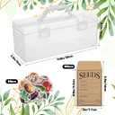 Plastic Clear Seed Storage Organizer Box with Handle, Garden Seed Organize Sealed Box 100 Envelopes and Stickers Saving Container Keeper Set for Garden Vegetable Flower Plants
