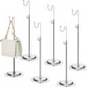Therwen 6 Pcs Bag Display Stands Purse Display Stand Adjustable Height Handbag Holder for Home Boutique Store Counter Retail(Silver)