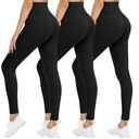 NexiEpoch 3 Pack Leggings for Women - High Waisted Tummy Control Soft Black Capri Yoga Pants with Pockets for Workout , Extra Large