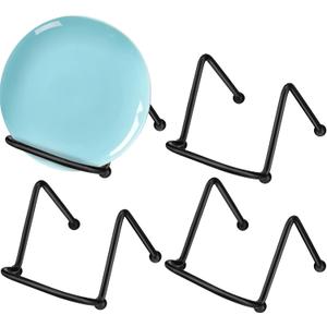 4 Pcs 2 Inch Small Plate Holder Display Stands Mini Metal Black Frame Stand for Picture, Book, Photo Easel, Creation, Collectibles Square Wire Plate Stands for Display Mobile Phone