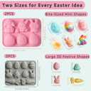 2 x 4 Pack Easter Chocolate Molds Silicone, Non-Stick Egg Shaped Silicone Mold Bunny Jello Mold Assorted Half-3D Cartoon Design for Baking Candy Gummy Soap Jelly Cookie & Easter Basket Stuffers