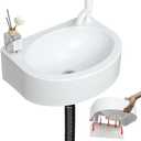 Wall Mount Bathroom Sink 17.7"x13.4" No-Drill Installation Self-Adhesive Wash basin with 1.26 Faucet Hole Bathroom Sinks Floating Vanity Sink for Lavatory Room Basin Plastic Rv Sink for Home Garage