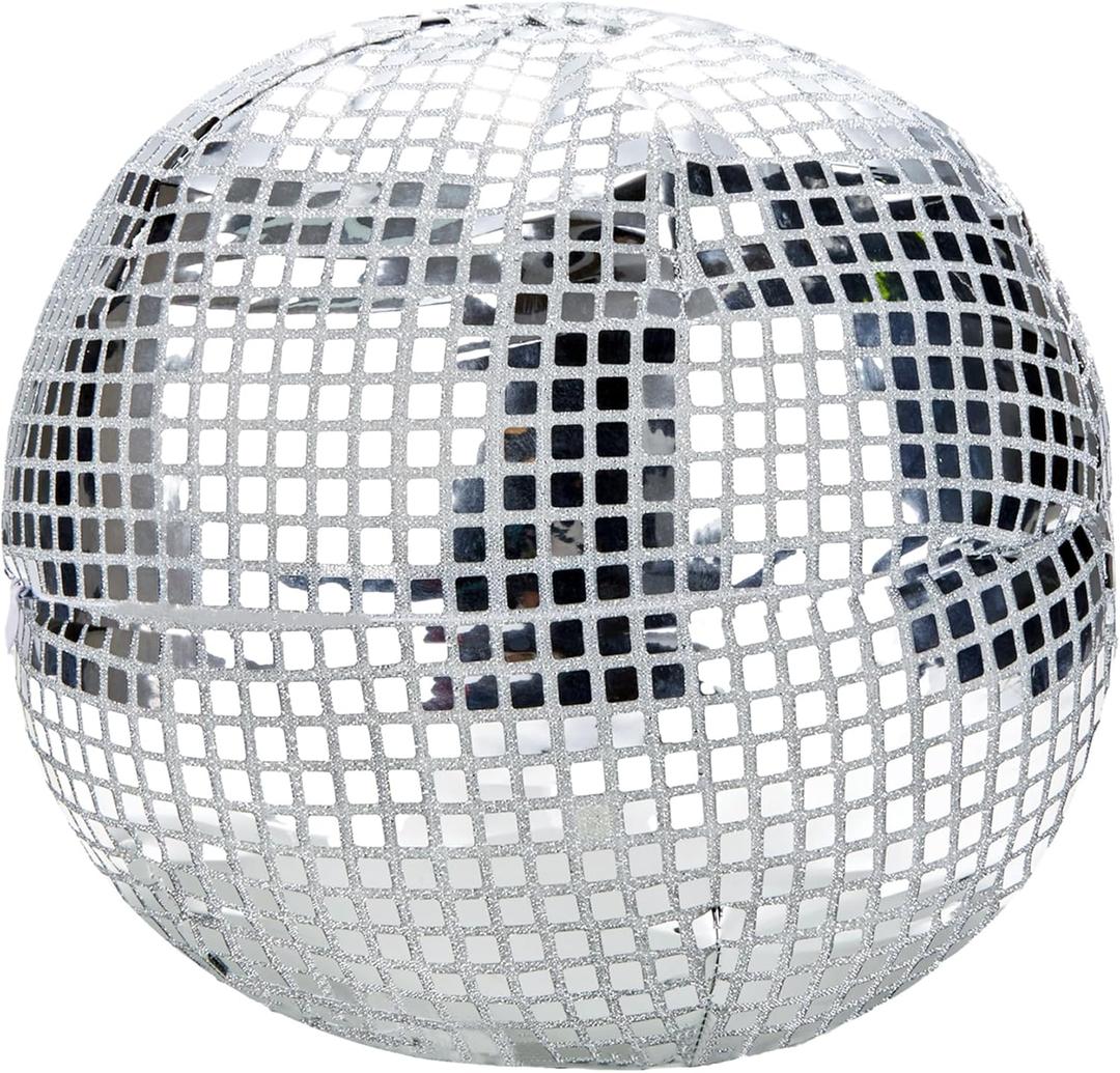 Disco Ball Pillow - Silver Disco Throw Pillow, 12'' Round, Funky Sequin Decoration for Teen Girls' Preppy Room Decor