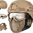 VPZENAR Airsoft Helmet,Black Tactical Helmet,Airsoft Mask Mesh,Elastic Balaclava Mask, Anti Fog Airsoft Goggles, Tactical Full Face Protection, Airsoft Accessories,Military Gear