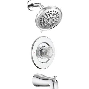 9-Setting Bathtub Faucet Trim Kit Compatible with Moen Fit Chateau Valve, Pull-on Push-Off Design Knob Handle, Chrome
