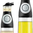 Belwares Oil and Vinegar Dispenser Set with Measuring Cup - 2 Glass Olive Oil Dispenser Bottles for Kitchen - Cooking Oil Bottle Set, Drip-Free Cruets for Salad Dressing, BPA-Free, Dishwasher Safe