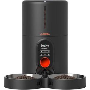WOPET Automatic Cat Feeders 2 Cats-Timed Cat Feeder with Stainless Steel Bowl, Programmable 1-6 Meals Control, Dual Power Supply Auto Pet Feeder for Cats and Dogs
