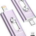 512GB Photo Stick for iPhone Flash Drive, Memory Stick Phone Storage for Photos and Videos Files Backup, Compatible with iPhone iPad Android PC, Plug & Play, No App Required (Light Purple)