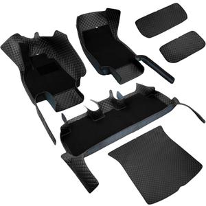 FREESOO for Tesla Model Y Floor Mats Set 9pcs - All Weather Leather Floor Mats with Removable Car Floor Mats Carpets for Tesla Model Y 2020-2024 2025 5-Seater Custom Fit Trunk Mats Cargo Liners, Black