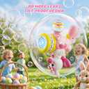 Bunny Bubble Gun Machine for Girl Easter Basket Stuffer, 360 Leak-Proof LED & 10,000+ BPM, Includes Surprise Stickers, Outdoor Birthday for Toddlers Ages 3-6