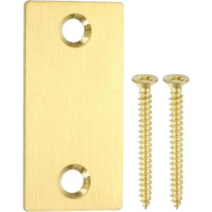 3 x uxcell Door Edge Hole Filler Plate, 2.24" x 1.1" Door Hole Cover Plate Stainless Steel Deadbolt Cover Plate with 40mm Screws for Fixing Wooden Furniture Corner, Gold