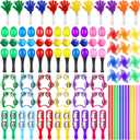96 Pcs Musical Instruments Learning Percussion Toy Include 12 Egg Shakers 12 Sand Hammers 12 Hand Clappers 12 Rhythm Sticks 12 Hand Bells 12 Handheld Cymbals 12 Dance Scarves 12 Finger Castanets