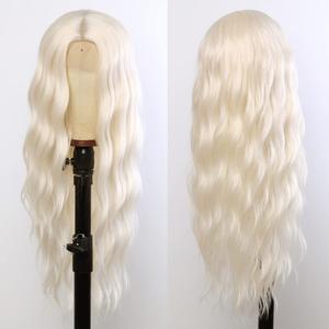 GIANNAY White Blonde Wig, Platinum Blonde Wig Curly Wig Long White Loose Wave Wigs for White Women Blonde Synthetic Heat Resistant Lace Front Wig for Black Women Light Color Lace Wig Cosplay Fairy Wig