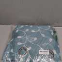 MIUCO Floral Embroidered Semi-Sheer Curtains Faux Linen Grommet Curtains for Living Room 52 x 84 Inch 2 Panels Set, Teal