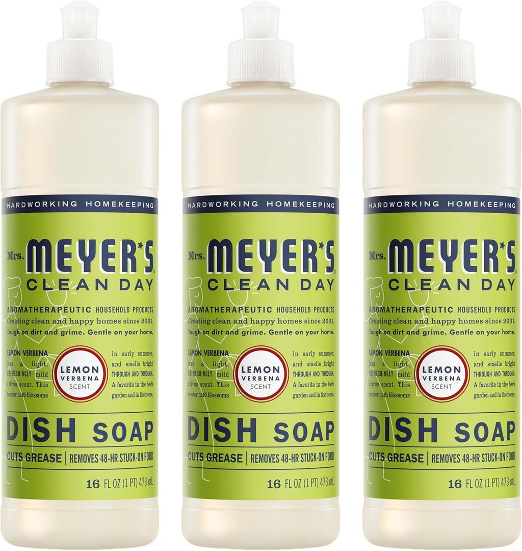MRS. MEYER'S CLEAN DAY Liquid Dish Soap, Lemon Verbena, 16 fl. oz - Pack of 3