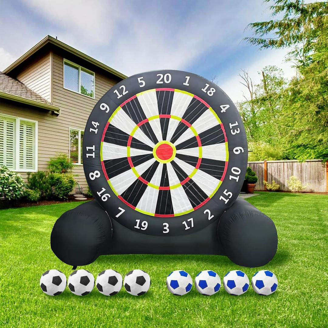 Yujia Inflatable Soccer Board Game for Kids and Adults, 10FT Inflatable Football Target Kick Board, Outdoor Inflatable Games with Air Blower & 8 Soccers, Perfect for Family Fun & Carnival Games