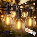 Brightown Outdoor String Lights, 50+5FT 25 G40 Bulbs Shatterproof Patio Lights, IP65 Waterproof Dimmable Hanging Connectable Globe LED Outdoor Lights for Christmas, Backyard, Bistro, Porch