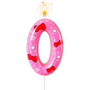 Pink Birthday Candles Number 7 Cute Bow Cake Decorations for Girls, Elegant Pink Candle for Party Celebration and Family Birthday Events