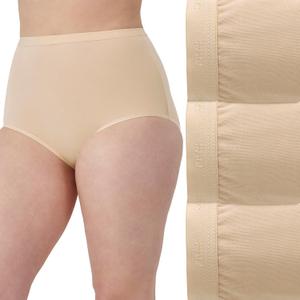 Bali Women's Stretch Cotton Brief Underwear, Full-cut-fit Brief, Full Coverage Panty, 3-pack (Beige, Size 9)
