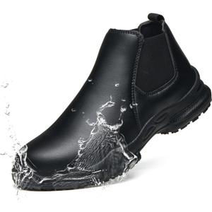 PJZHJ Non Slip Shoes for Men Oil-Proof and Waterproof Chef Shoes Comfortable Slip Resistant Work Shoes for Kitchen Hospital (44, Black)