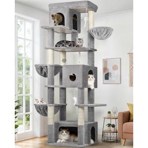 Globlazer Large Cat Tree, 80in Tall Climbing Tower, F80F, Light Grey