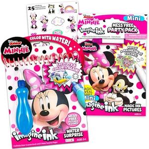 Disney Shop Minnie Mouse Paint with Water Super Set for Kids Toddlers Bundle ~ 2 Mess Free Books with Water Surprise Brush, Pen and Stickers (Minnie Mouse Party Supplies)