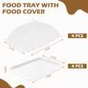 Baderke 8 Pack Plastic Serving Trays with Food Covers 15" x 11" Reusable Serving Platters 16" x 12" Foldable Mesh Food Tents Christmas Party Supplies Set for Outdoor Picnics Bar Fruit Cookies Dessert