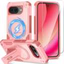 Caka for Google Pixel 10A Case with Stand and Screen Protector Pink