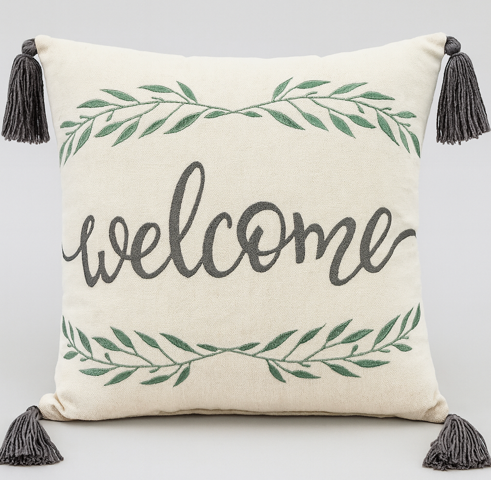 Creative Products Welcome 18x18 Spun Poly Pillow, 1PC