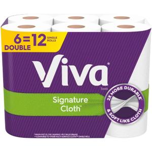 Viva Signature Cloth Towels, (6 Double Rolls), 94 1-Ply Sheets per Roll