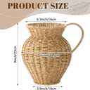Faux Wood Rattan Vase Wicker Vase Country Style Home Decor Woven Basket Wicker Flower Pot for Dining Table Centerpieces Bedroom Corner Hallway Indoor Office (Single Handle,9" h)