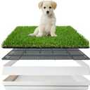 Grass Pad with Tray for Dogs Litter Box Porch Potty for Puppy Pee Training Indoor Fake Grass Pee Pad Artificial Grass with Pee Pad Holder