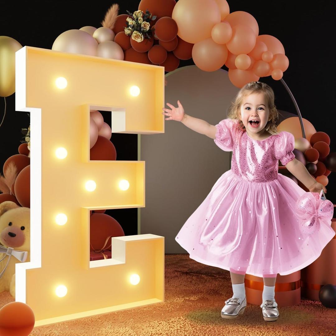 imprsv 3FT Block Marquee Letters, Marquee Light Up Letters for Birthday Baby Shower Party Backdrop Decor, Large Light Up Letters for Wedding Decorations Engagement Party Decorations, Letter E