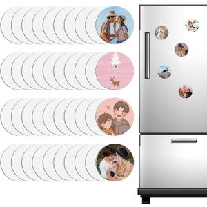 40Pcs Sublimation Magnet Blanks Sublimation Round Magnets Sublimation Blanks Products Personalized Custom Picture Magnets DIY Gifts for Home Kitchen Refrigerator Microwave Oven Officer