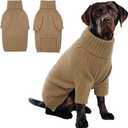 IECOii XXL Dog Sweater,Thermal Knit Big Dog Sweater with Sleeve,Pet Turtleneck Doggy Sweatshirt for Extra Large Dogs Boy Girl,Stretchy Large Dogs Cold Weather Outfit Pitbull Clothes,(Camel,XXL)