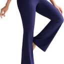 RUNNING GIRL Womens Ribbed V Crossover High Waist Yoga Pants Flare Leggings for Women with Side Pockets (Small)