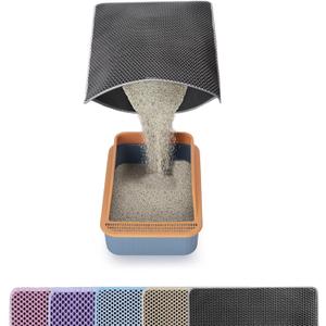 Cat Litter Mat Litter Trapping Mat,Cat Litter Box Mat for Floor 32"x22", 2 Layer Llitterbox Mats for Pet kitty,Litter Rug Catcher,Waterproof Urine Proof, Clean Easily, Collapsable, Medium