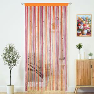 YaoYue Beaded Curtain Door String Curtains for Doorways Tassels Beads Hanging Fringe Hippie Window Hallway Entrance Wall Closet Bedroom Privacy Decor (Rainbow, 39" W x 79" L (Pack of 1))