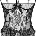 Avidlove Sexy Lingerie for Women One Piece Lace Babydoll Sleepwear Bodysuit (Black Geometry) Large
