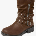 Women's Wide Width Ankle Boots True Plus Size Wide Foot Flat Slouchy Booties Comfort Riding Combat Rivet Short Boots for Women. 8.5XW